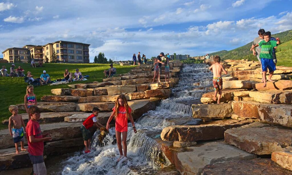 Families playing at Burgess Creek