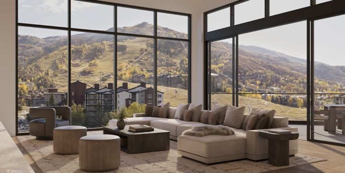 Penthouse living area rendering